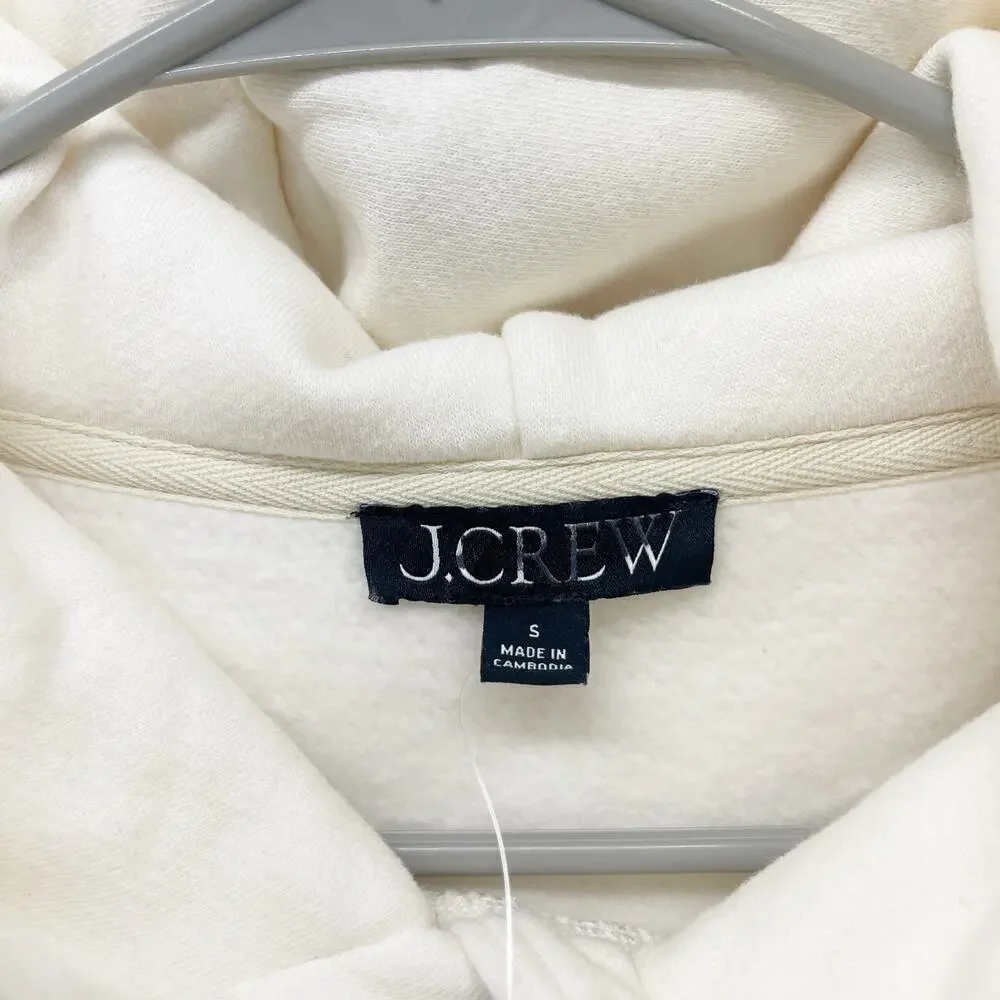 J.Crew Heritage Fleece Hoodie Sweatshirt  in Ivory Size Small NWT